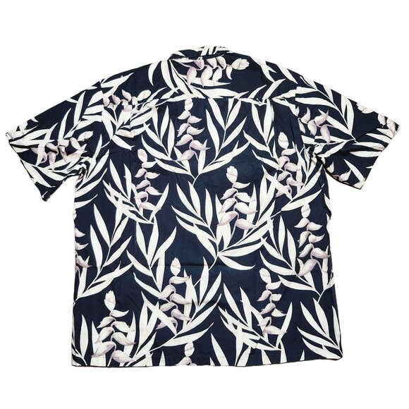 Ho Aloha Palm Branches Hawaiian Aloha Shirt Mens Button-up Large Blue - Picture 2 of 6